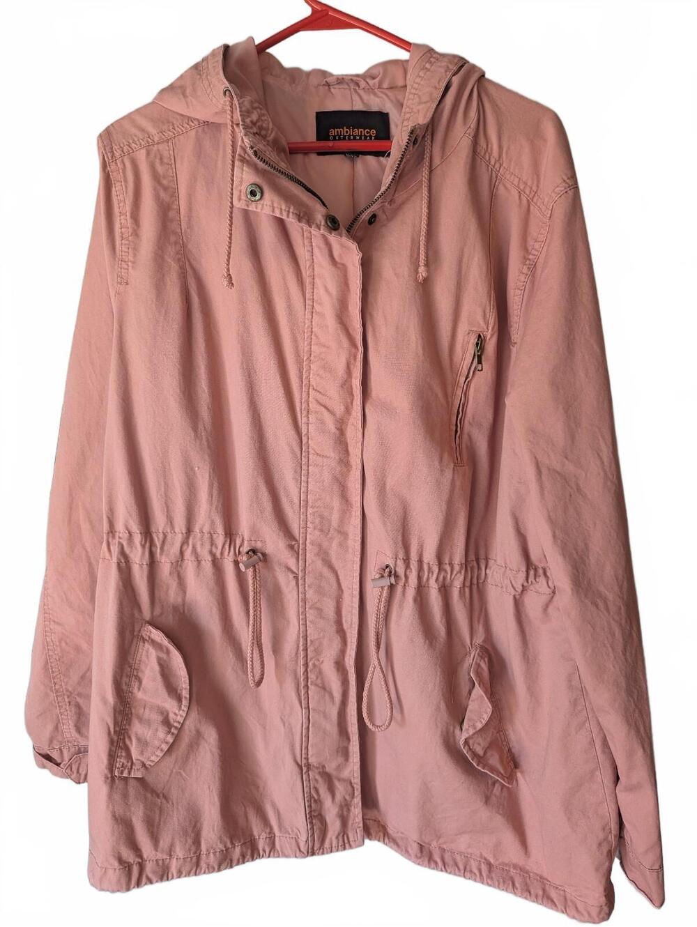 Ambiance Outerwear Women's Pink Hooded Anorak Jacket 2X